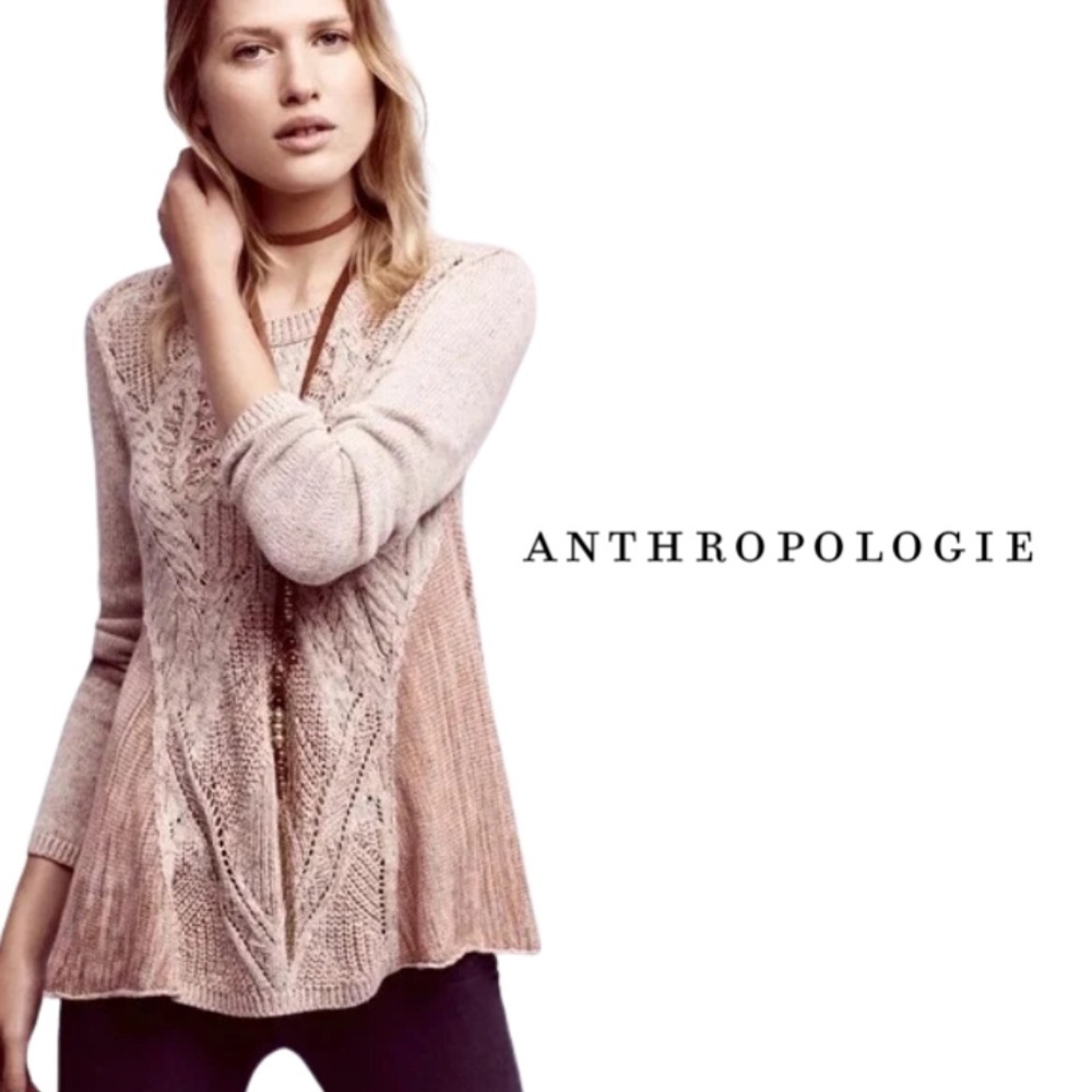Anthropologie Moth Anita Swing Linen Blend Sweater Bohemian Knit - XS